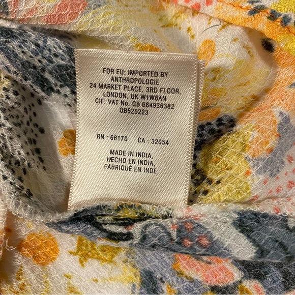 Floreat Anthropologie Tie Front Sleeveless Daisy Floral Blouse - Picture 10 of 13